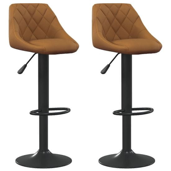 Vidaxl Barové stoličky 2 ks hnedé zamatové