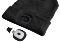 SIXTOL Čiapka s čelovkou 45lm, nabíjací, USB, univerzálna veľkosť, bavlna/PE, čierna
