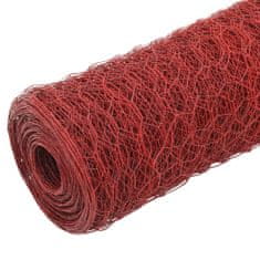 Vidaxl Drôtené pletivo, oceľ potiahnutá PVC 25x0,5 m, červené