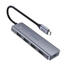 Ugreen CM219 HUB adaptér Micro USB / 4x USB, sivý