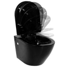 Petromila vidaXL Keramické závesné WC so skrytou nádržou čierne
