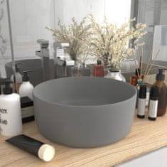 Vidaxl Luxusné umývadlo, okrúhle, matné svetlosivé 40x15 cm, keramika
