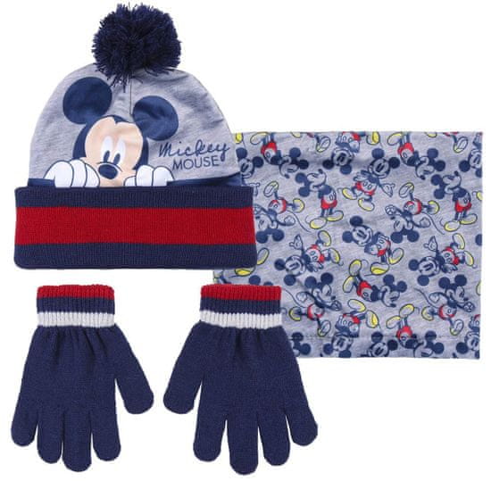 Disney chlapčenský šedý set čiapky, rukavíc a šatky Mickey Mouse 2200007991