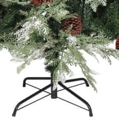 Vidaxl Osvetlený vianočný stromček+šišky, zeleno biely 120cm, PVC a PE