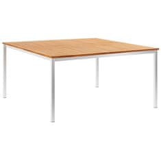 Vidaxl Záhradný jedálenský stôl 150x150x75 cm teakový masív a nehrdzavejúca oceľ