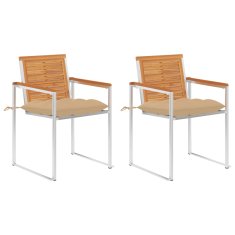 Vidaxl Záhradné stoličky s vankúšmi 2 ks masívne akáciové drevo a oceľ