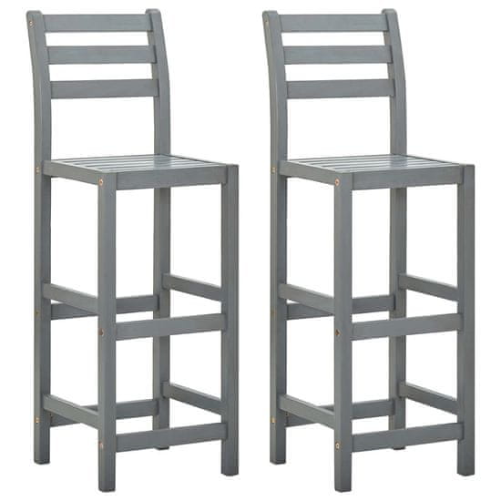 Vidaxl Barové stoličky 2 ks, sivé, akáciový masív