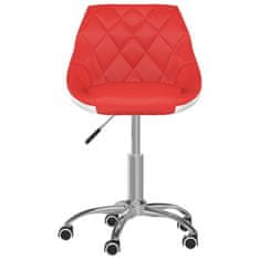 Vidaxl Otočná kancelárska stolička červená a biela umelá koža