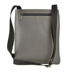 VegaLM Crossbody kožená taška na zips s dekoračným prešívaním v šedej farbe
