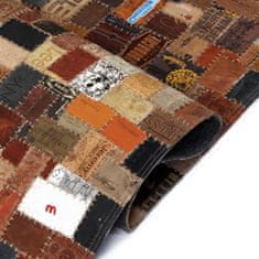 Vidaxl Koberec z kožených vysačiek na džínsoch, patchwork, 120x170 cm hnedý