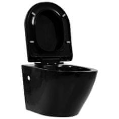 Petromila vidaXL Nástenné bezokrajové WC čierne keramické