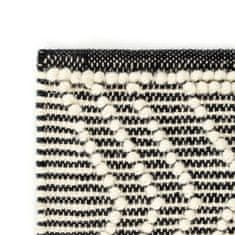 Petromila vidaXL Ručne tkaný koberec, vlna 120x170 cm, čierny/biely