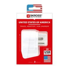 Skross Cestovný adaptér USA 2x USB na použitie v Spojených štátoch
