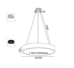 ACA LED závesné svietidlo OPTIMUS 100W/230V/3000K/8000Lm/120°/IP20, Flicker free, kruhové biele
