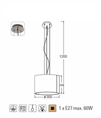 ACA Závesné svietidlo DIONE max. 60W/E27/230V/IP20
