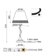 ACA Stolová lampička MULAN max. 60W/E14/230V/IP20