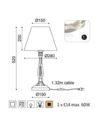 ACA Stolová lampička ZIZEL max. 60W/E14/230V/IP20