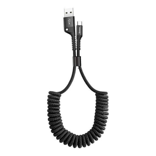 BASEUS Fish Eye Spring kábel USB / USB-C 2A 1m, čierny