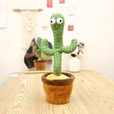 Netscroll Interaktívna plyšová hračka kaktus, ktorá spieva, tancuje, prehráva hudbu, opakuje slová a nahráva, LED svetlá, zábavná vzdelávacia hračka, svieti, 120 piesní, ideálny narodeninový darček, CactusToy