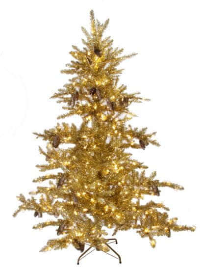Shishi Zlatý vianočný strom so šiškami 400 LED EÚ, výška 180 cm