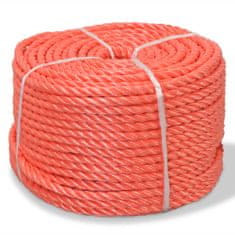Vidaxl Pletené lano polypropylénové 16 mm 250 m oranžové