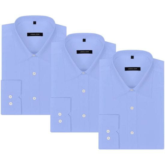 Vidaxl Pánska business košeľa, 3 ks, veľkosť S, bledomodrá