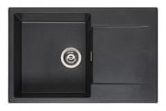 Granitový dřez s odkapem Mini Amsterdam 760.0 Barvy: bílá, černá, šedá, béžová - Black metalic (silvery)