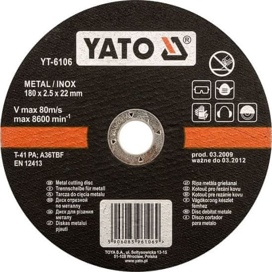 YATO Kotúč rezný na kov 125 x 22 x 2,5 mm INOX