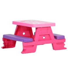 Vidaxl Detský piknikový stôl s lavičkami, 79x69x42 cm, ružový