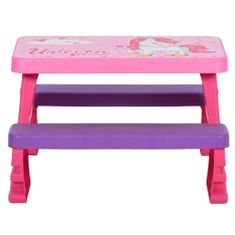 Vidaxl Detský piknikový stôl s lavičkami, 79x69x42 cm, ružový