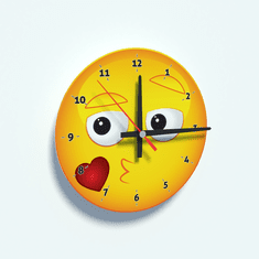 Print Expert Nástenné hodiny HAPPY WATCH Emoji bozk