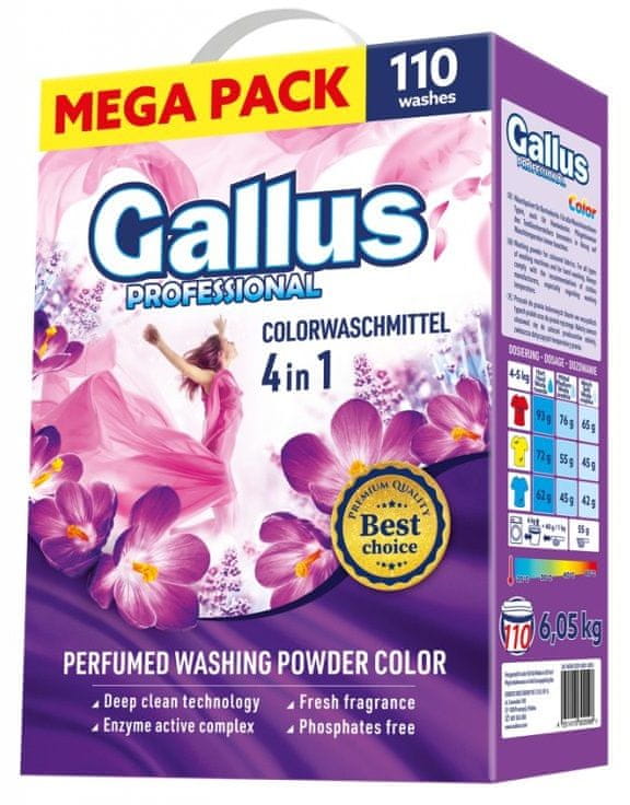 Gallus Professional parfumovaný prací prášok Color Box, 110 pracích dávok, 6,05 kg