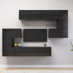 Vidaxl 8-dielna súprava TV skriniek, vysoký lesk, čierna, drevotrieska