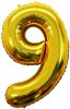 Fóliový balón narodeninové číslo 9, zlatý 82cm