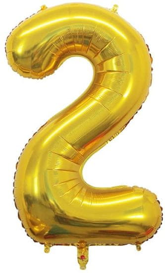Atomia Fóliový balón narodeninové číslo 2, zlatý 102cm