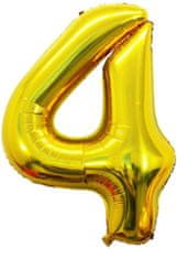 Atomia Fóliový balón narodeninové číslo 4, zlatý 102cm