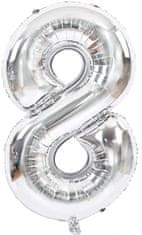 Atomia Fóliový balón narodeninové číslo 8, strieborný 46cm