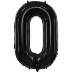 Atomia Fóliový balón narodeninové číslo 0, čierny 102cm