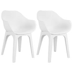 Vidaxl Záhradné stoličky s opierkami 2 ks biele plastové