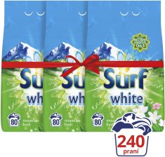 Surf White Mountain Fresh prací prášok na biele prádlo, 3x80 dávok