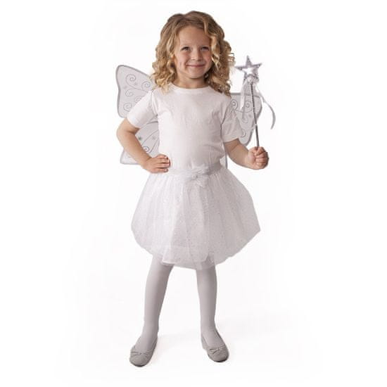 Rappa Detský tutu sukňa biely kostým motýľa s krídlami a prútikom