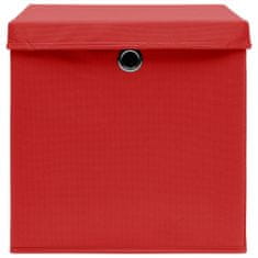 shumee Úložné boxy s vrchnákmi 4 ks červené 32x32x32 cm látkové