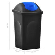 Vidaxl Odpadkový kôš s otočným vekom 60l čierno-modrý