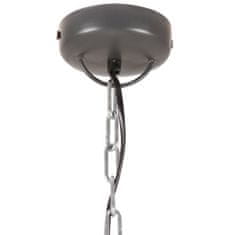 Vidaxl Industriálna závesná lampa sivá okrúhla 32 cm E27 mangový masív