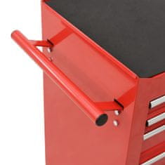 Vidaxl Dielenský vozík s 21 zásuvkami červený oceľový