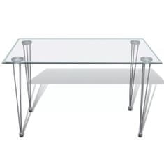 Vidaxl Kuchynský set, 4 hnedé stoličky s úzkymi líniami + 1 sklenený stôl