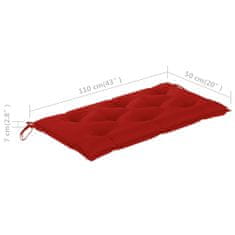 Vidaxl Podložka na záhradnú lavičku červená 110x50x7 cm látková