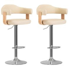 Vidaxl Barové stoličky 2 ks krémové ohýbané drevo a umelá koža
