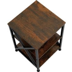 tectake Odkladací stolík Nottingham 40,5x40,5x60,5cm - Industrial tmavé drevo