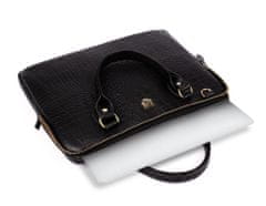 Solier Dámská kožená príručná taška na notebook Alcamo Black Snake